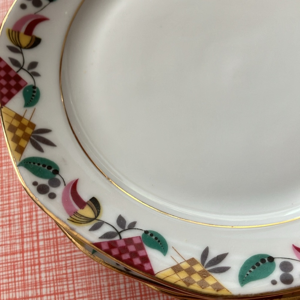 Vintage Art Deco Czech Mepoco Ware set of 4 small plates Czechoslovakia